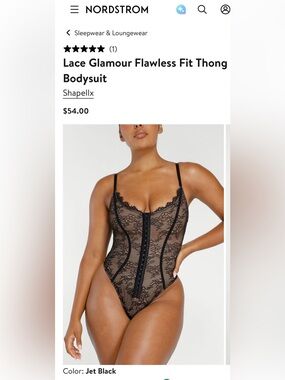 Shapellx Lace Glamour Flawless Fit Thong Bodysuit — Jet Black